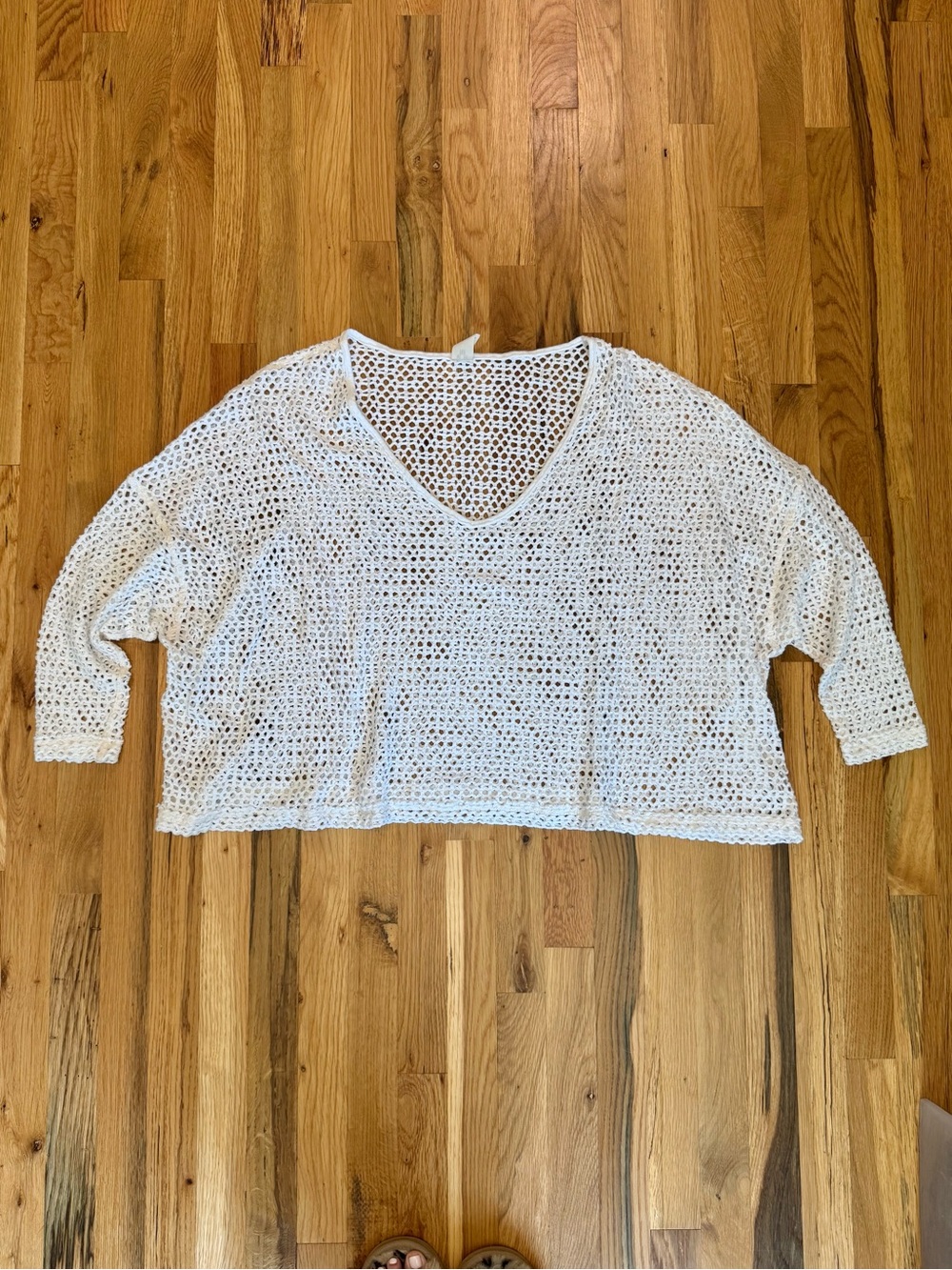Free People We The Free Napa Crochet Mesh Top White S Oversized Cover-up - Picture 2 of 6